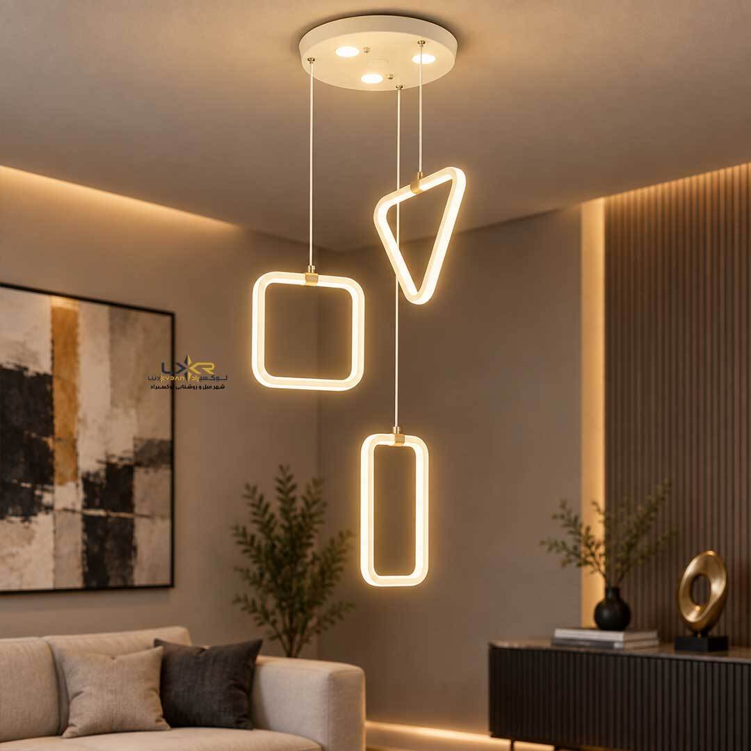 لوستر LED مدرن سه حلقه پرنور متناسب اتاق خواب و راه رو