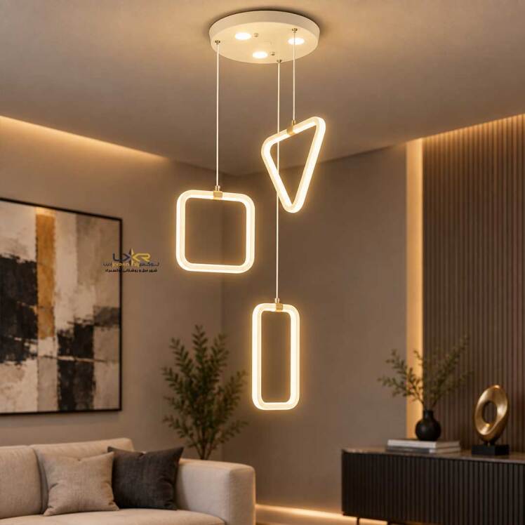 لوستر LED مدرن سه حلقه پرنور متناسب اتاق خواب و راه رو