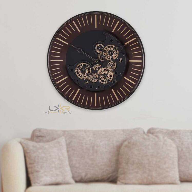 ساعت دیواری چرخدنده والتر سبک نئوکلاسیک قهوه ای طلایی