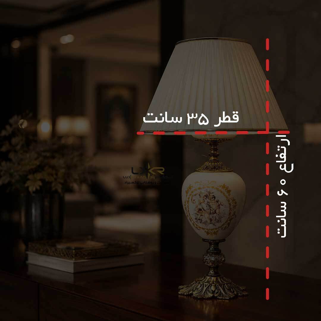  آباژور نئوکلاسیک برنزی و چینی سفید براق 