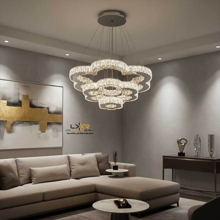 لوستر LED کریستالی سبک مینیمال و مدرن