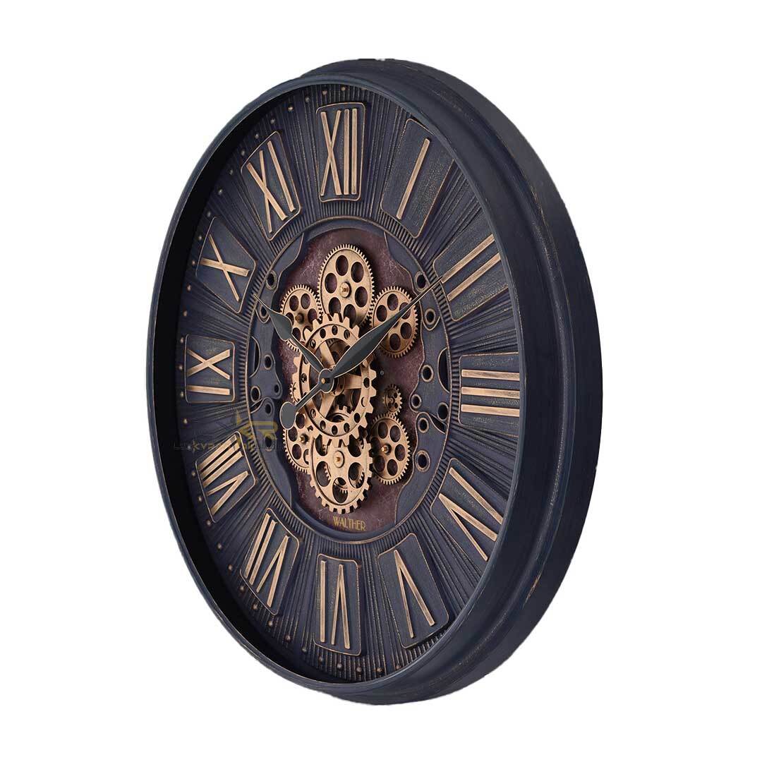 ساعت دیواری چرخدنده والتر سبک نئوکلاسیک رنگ سرمه ای زرشکی 7104