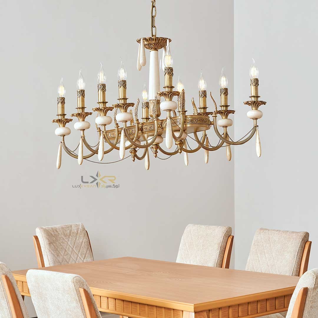 لاینر نئوکلاسیک تمام برنج و سنگ طبیعی رنگ کرم