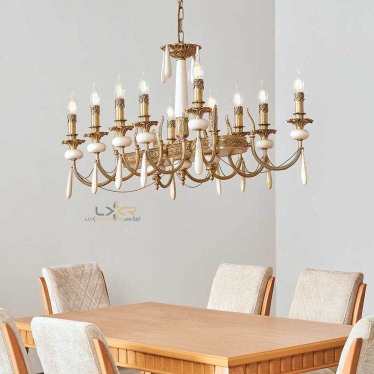 لاینر نئوکلاسیک تمام برنج و سنگ طبیعی رنگ کرم