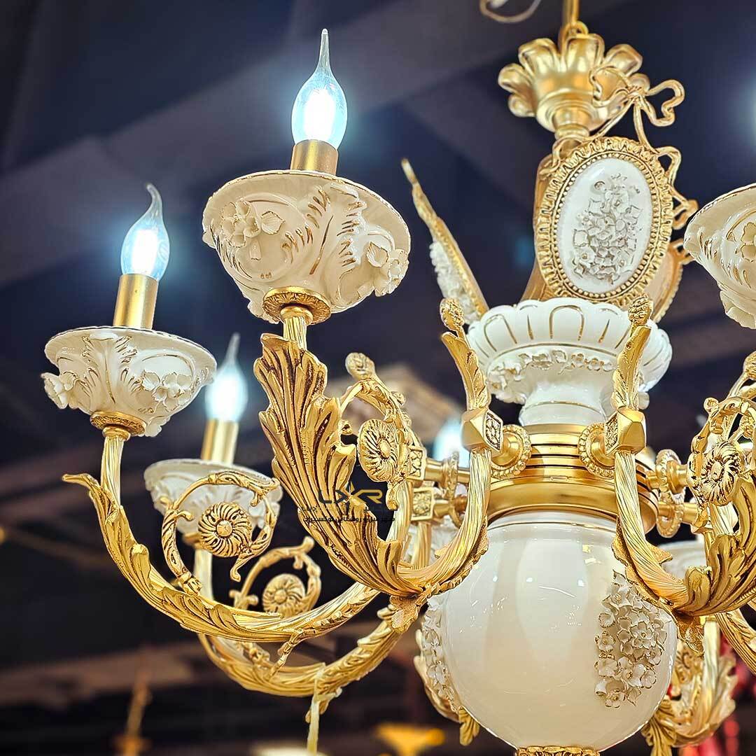  لوستر برنزی کلاسیک و نئوکلاسیک چینی سفید 