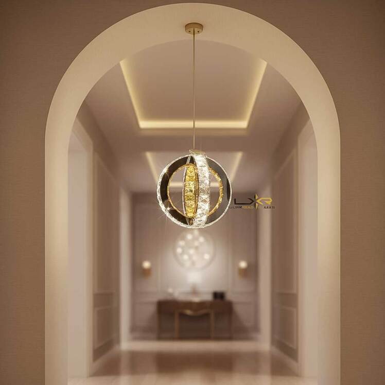 لوستر کریستالی LED سبک مدرن و مینیمال مناسب اتاق خواب و اشپزخانه
