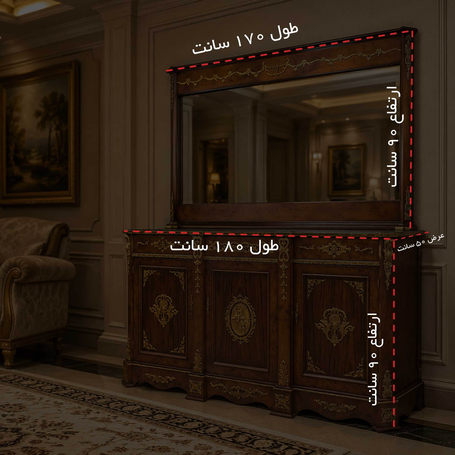 کنسول پینترستی کلاسیک و نئوکلاسیک برنزکوب طرح مازل