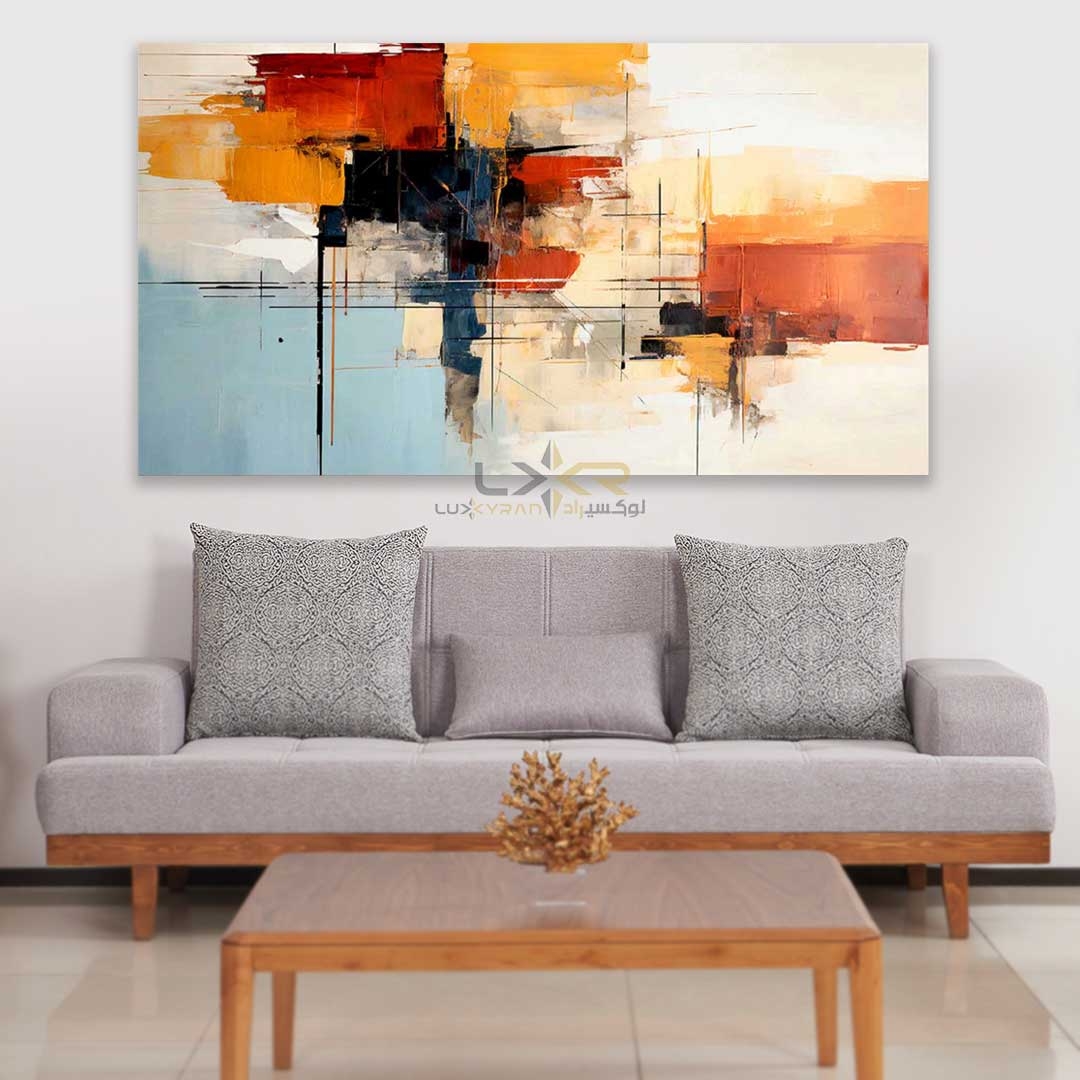  تابلو دکوراتیو مستطیلی رنگ نارنجی کرم 