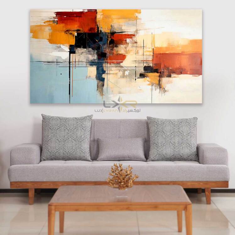 تابلو دکوراتیو مستطیلی رنگ نارنجی کرم