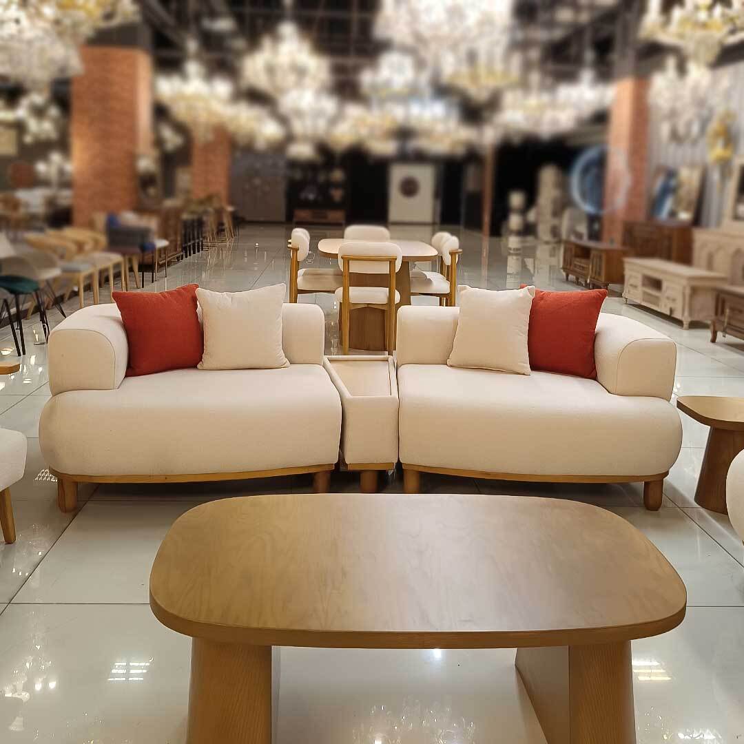 مبل 8 نفره راحتی سبک مدرن و مینیمال رنگ کرم 