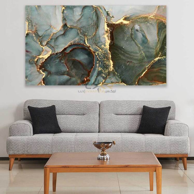 تابلو دکوراتیو مستطیلی طرح سنگ آبی یشمی