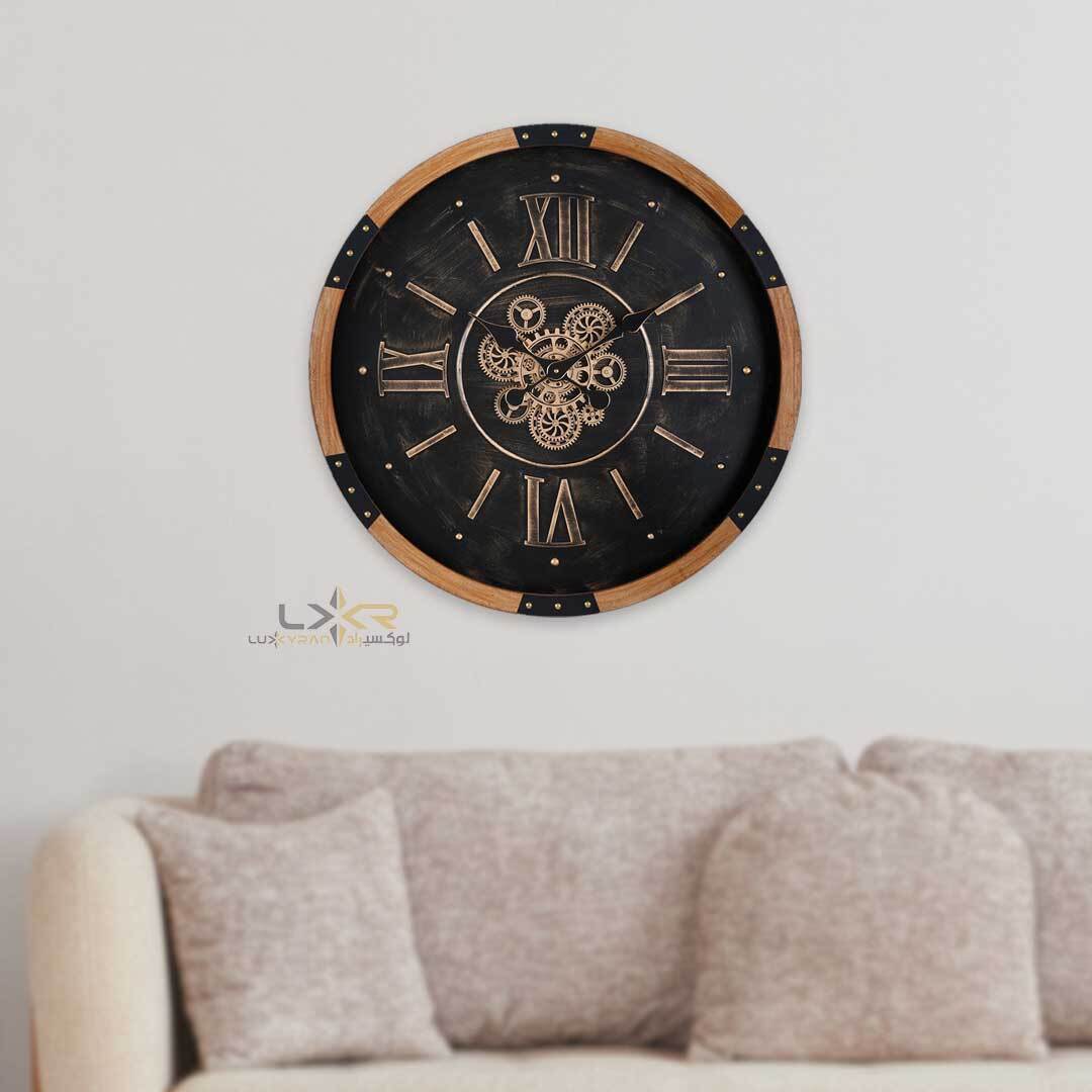  ساعت دیواری چرخدنده والتر سبک نئوکلاسیک مشکی طلایی 6117 