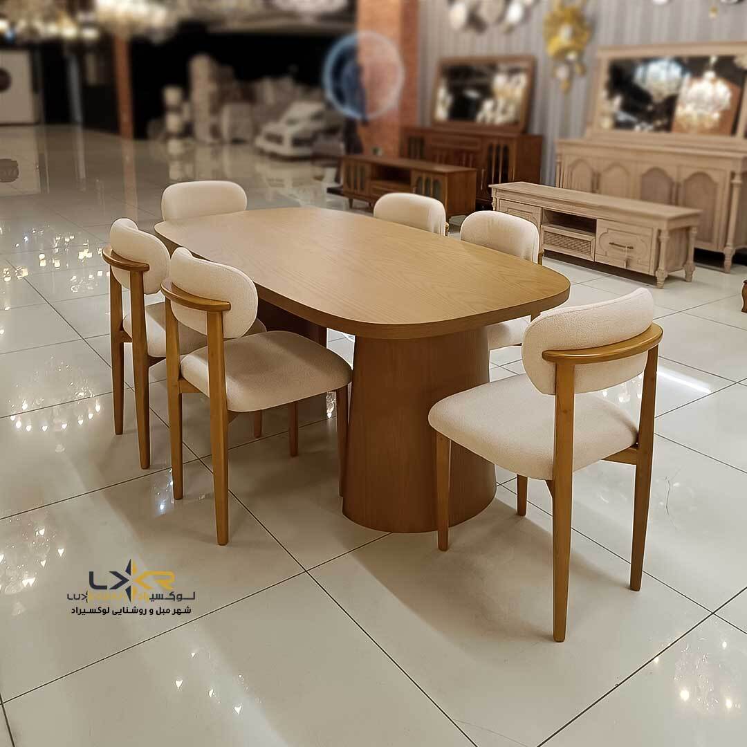 ست نهارخوری مدرن و مینیمال رنگ کرم 