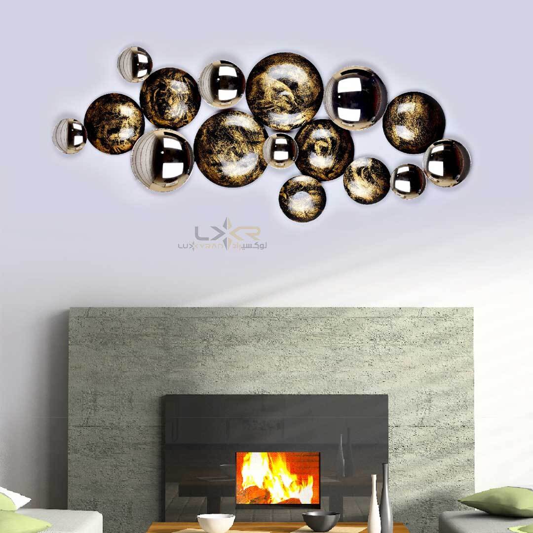  دیوارکوب فلزی آینه ای طلایی مشکی 