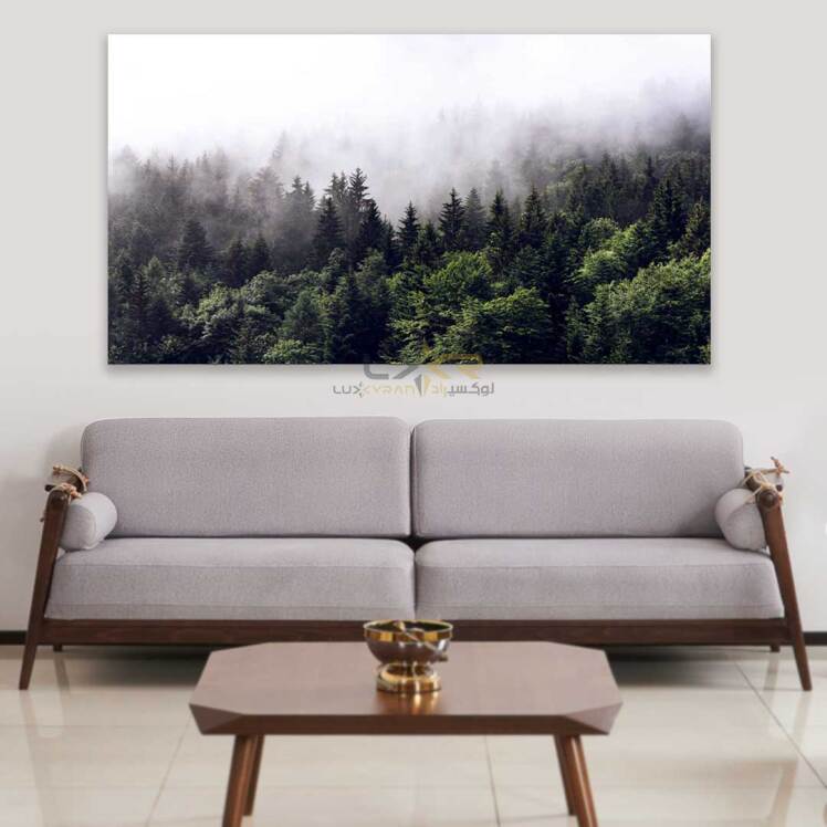تابلو دکوراتیو مستطیلی طرح جنگل مه