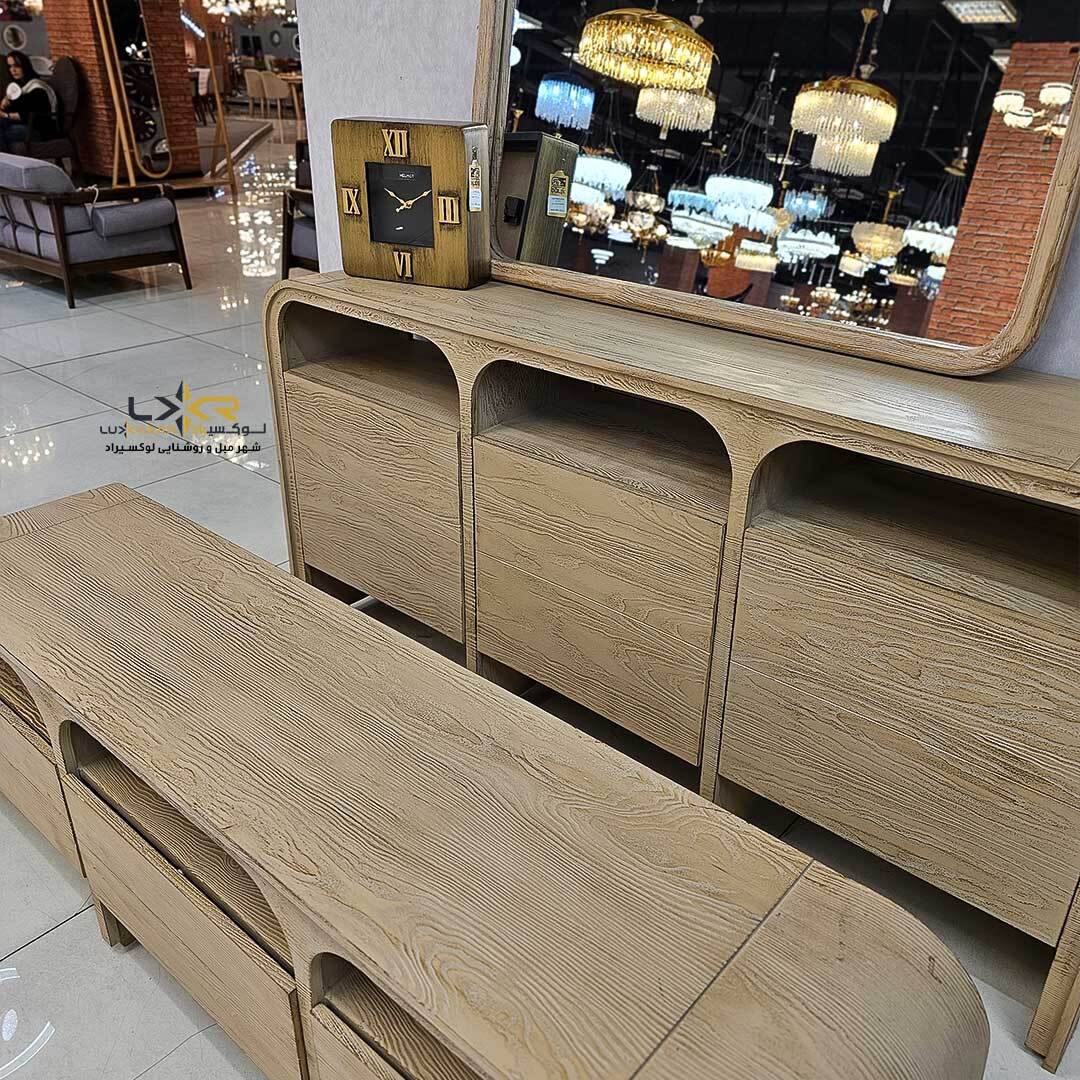 آینه و کنسول و میز تی وی سند بلاست سبک مینیمال پینترستی