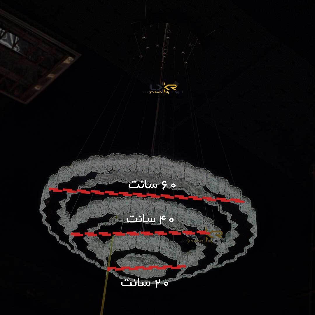 لوستر LED کریستالی سبک مینیمال و مدرن طرح خورشیدی