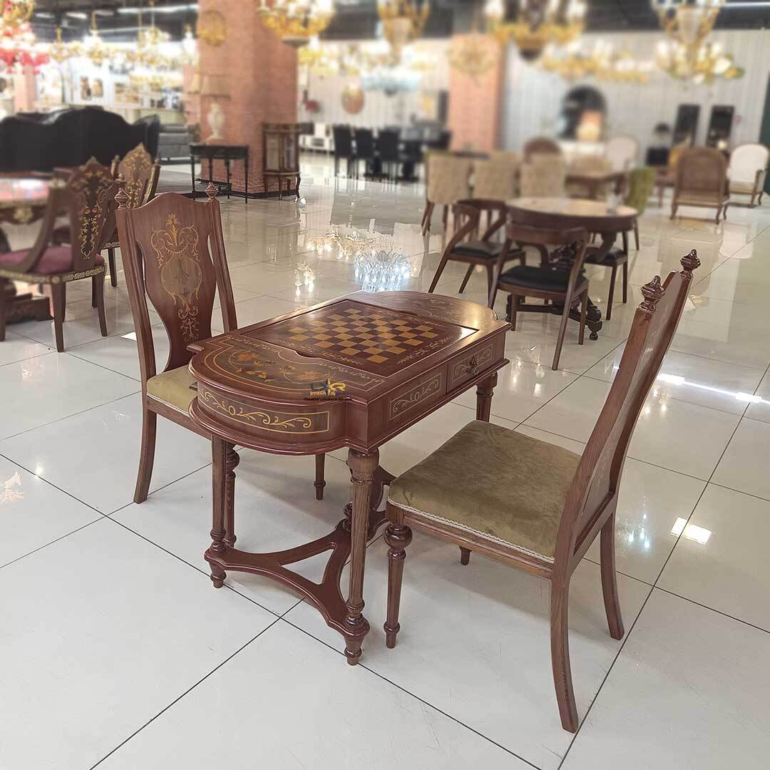  میز بازی تخته و شطرنج معرق کاری شده 