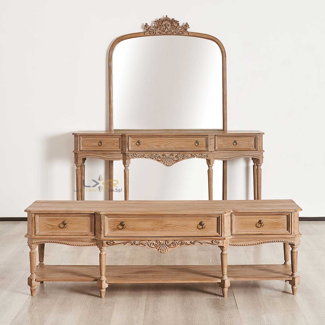  آینه کنسول و میز تی وی سلطنتی سندبلاست سبک نئوکلاسیک 
