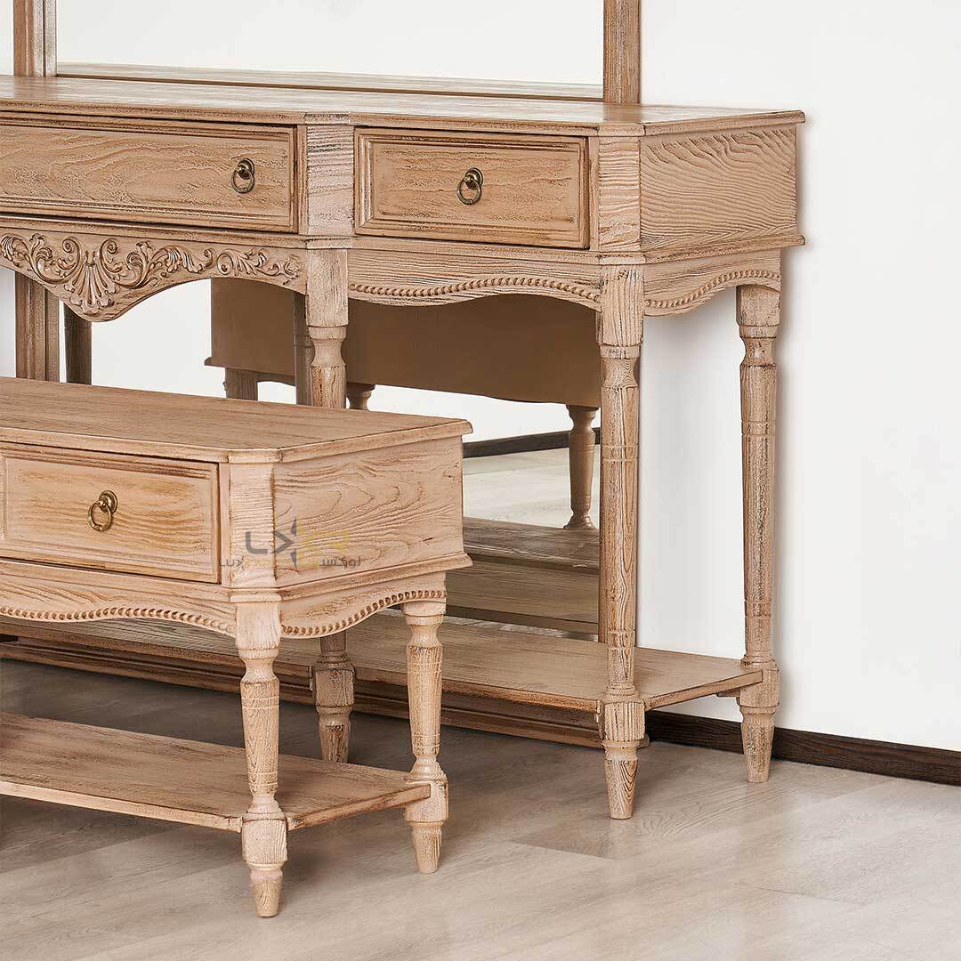 آینه کنسول و میز تی وی سلطنتی سندبلاست سبک نئوکلاسیک