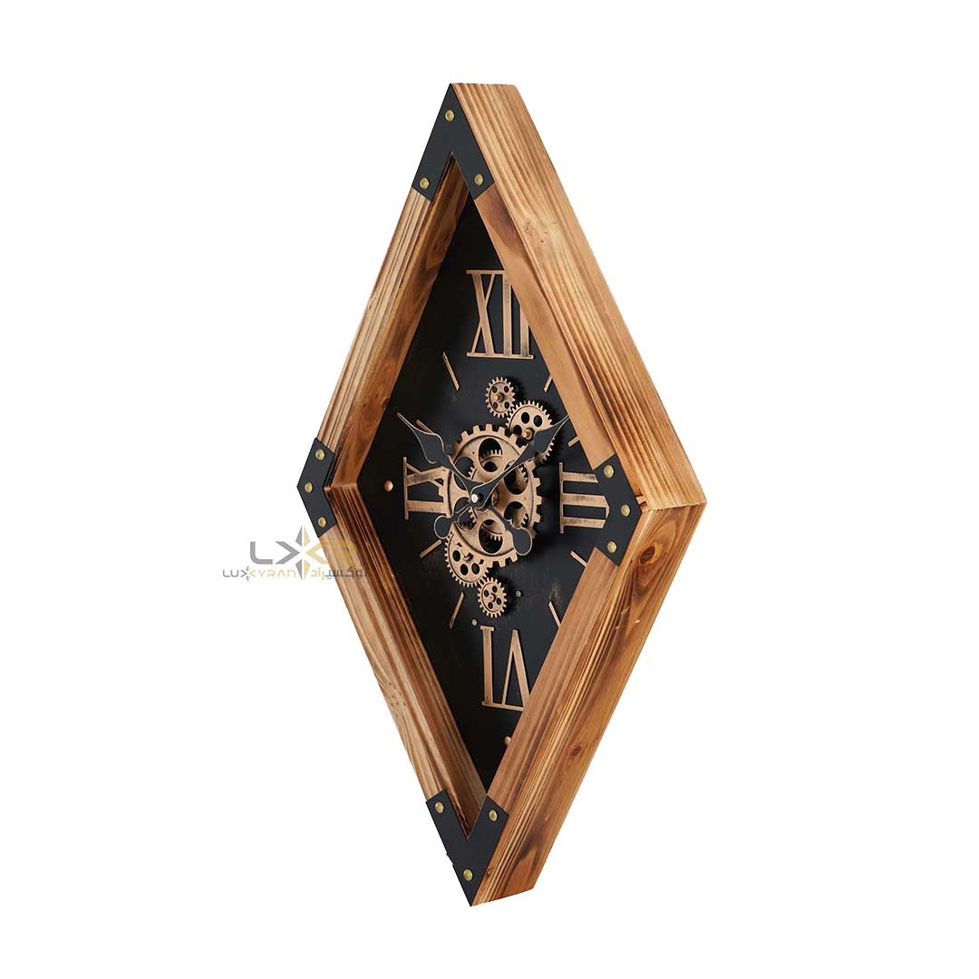 ساعت دیواری لوزی چرخدنده والتر سبک نئوکلاسیک رنگ مشکی 7122