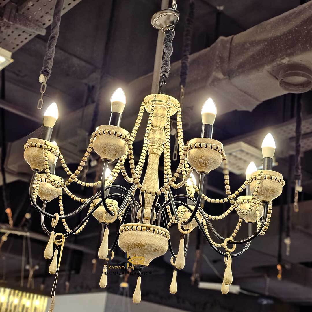  لوستر 8 شاخه نئوکلاسیک رستیک طلایی مشکی 