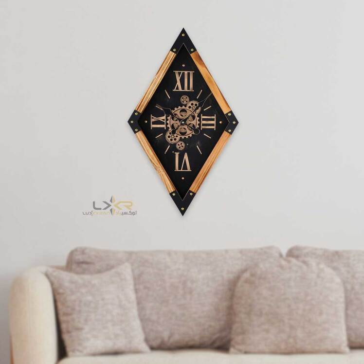 ساعت دیواری لوزی چرخدنده والتر سبک نئوکلاسیک رنگ مشکی 7122