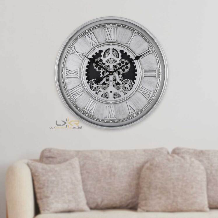 ساعت دیواری چرخدنده والتر نئوکلاسیک طوسی مشکی 6109