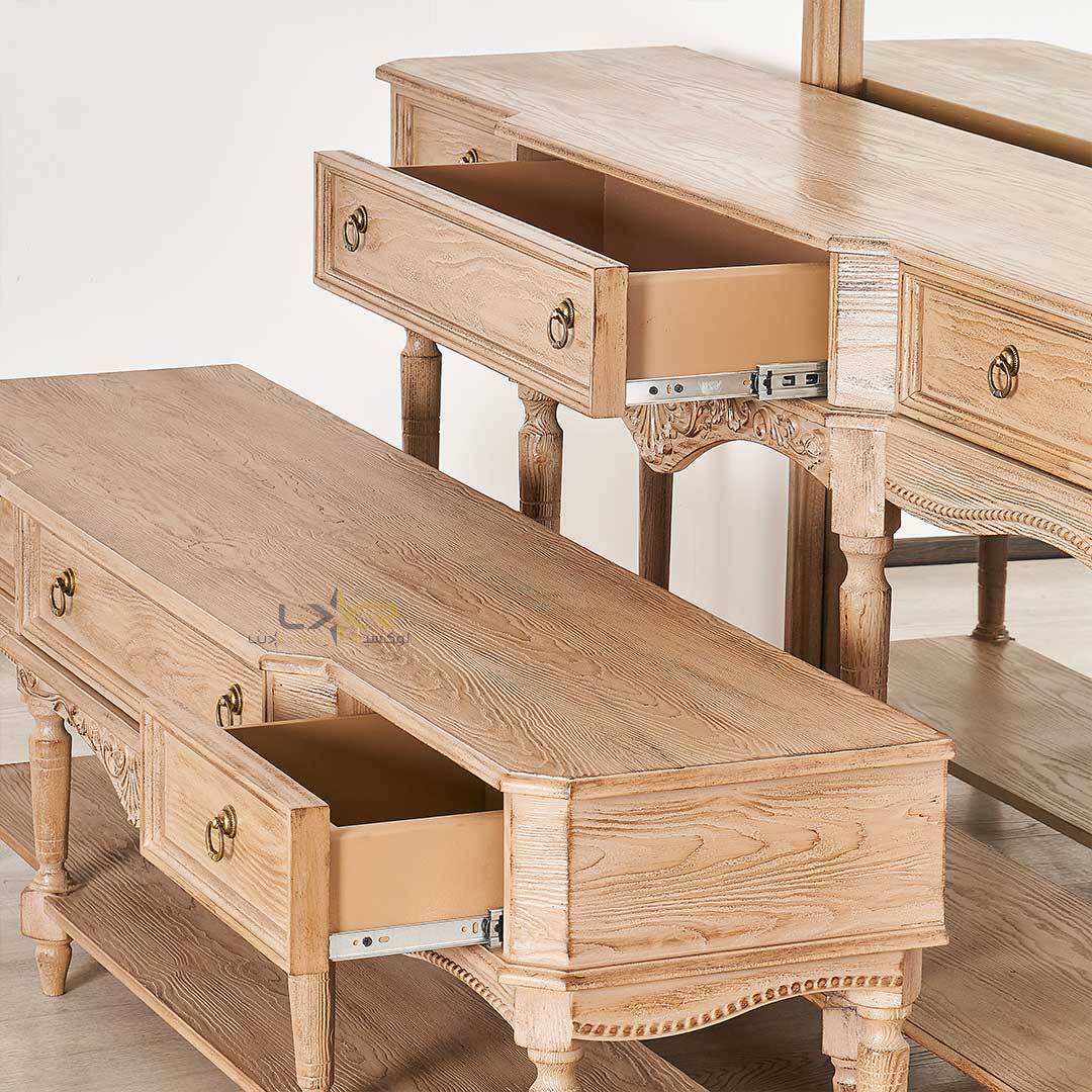آینه کنسول و میز تی وی سلطنتی سندبلاست سبک نئوکلاسیک