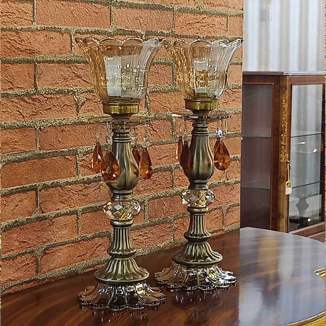  شمعدان شیک و کریستالی پایه زاماک 