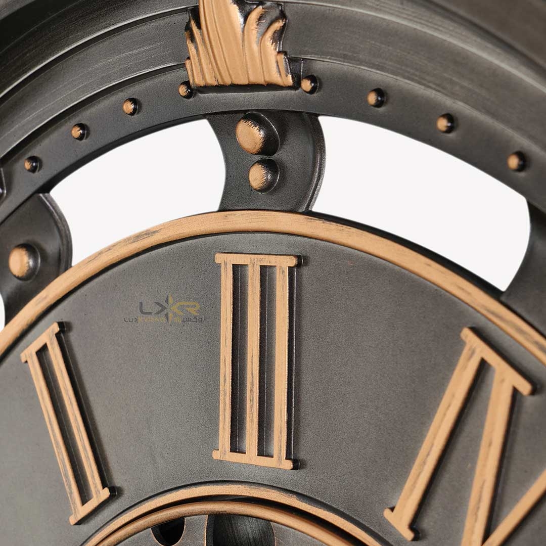  ساعت دیواری چرخدنده گرد والتر نئوکلاسیک رنگ طوسی 7125 