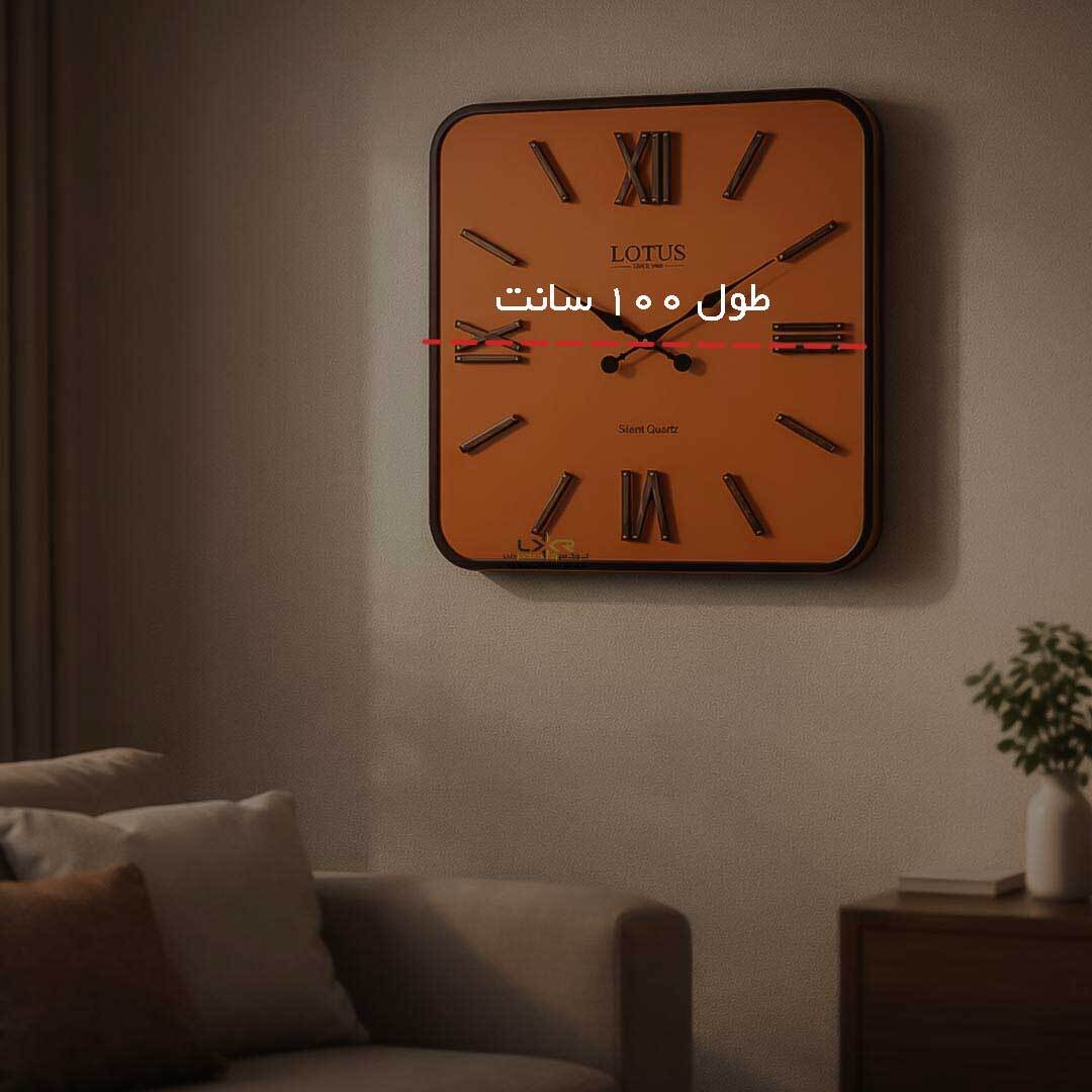  ساعت دیواری مدرن پینترستی نارنجی مربع 