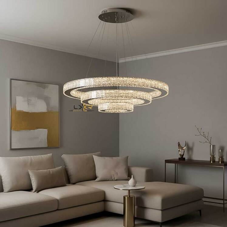لوستر LED کریستالی سبک مینیمال و مدرن