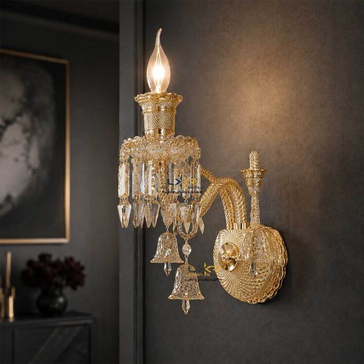 دیوارکوب باکارات عسلی کریستال وارداتی گرید 1