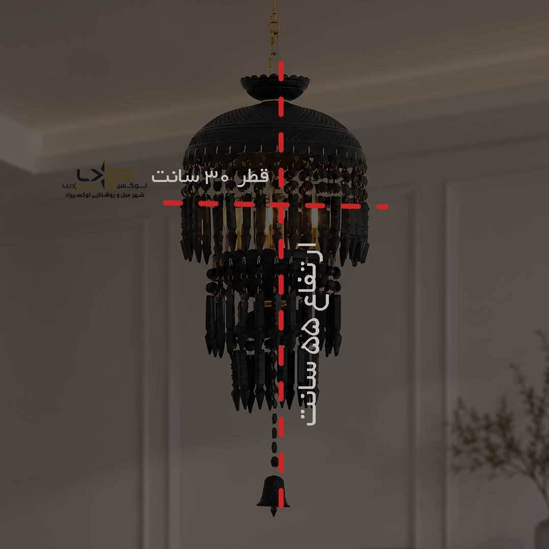  لوستر فانوسی باکارات مشکی مناسب اشپزخانه و راه رو 