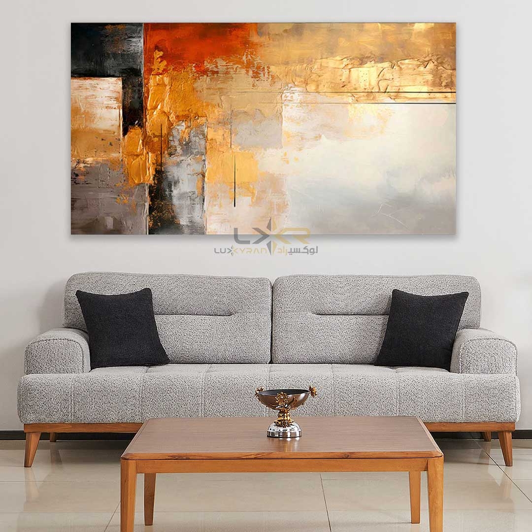 تابلو دکوراتیو مستطیلی رنگ طلایی قرمز مشکی