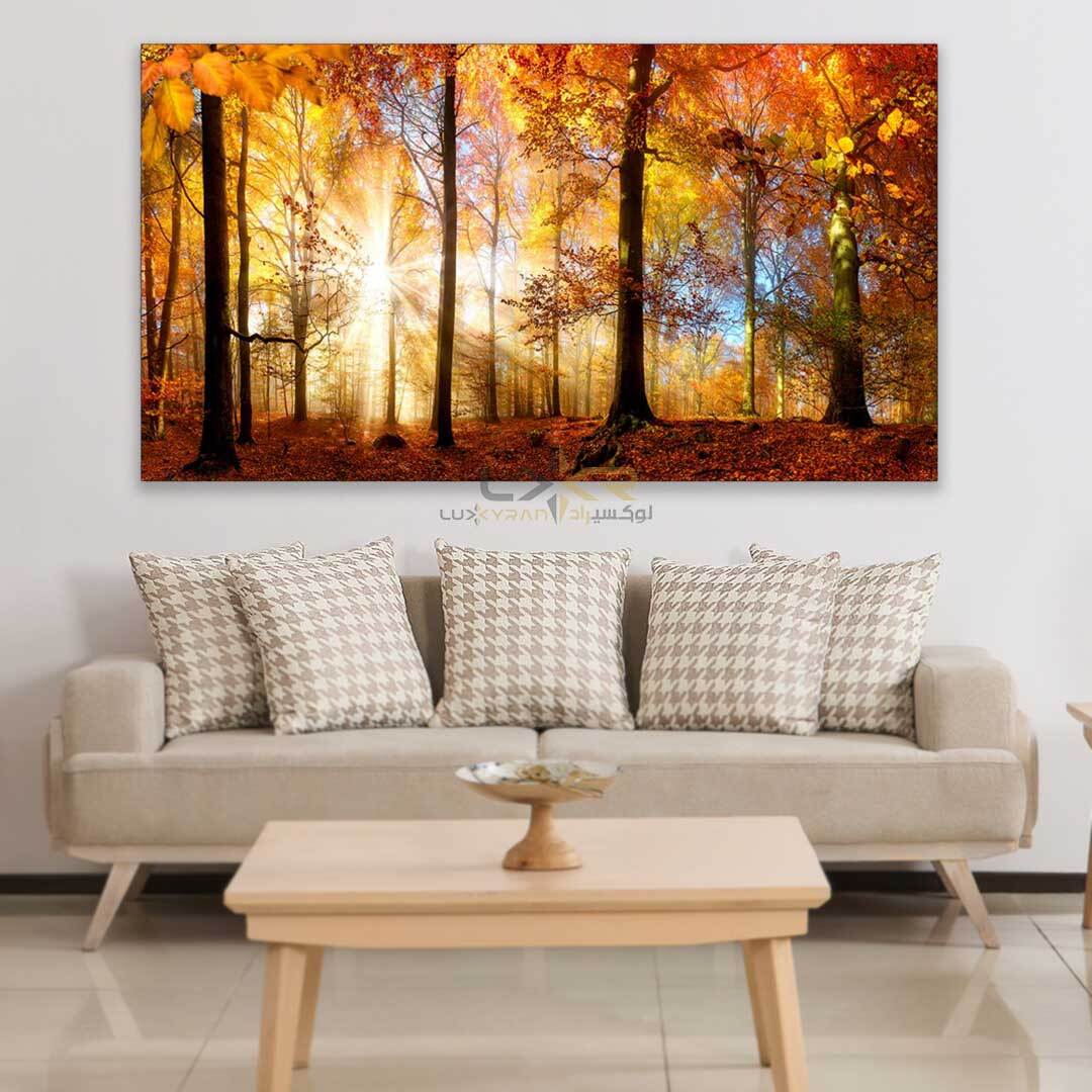 تابلو دکوراتیو مستطیلی طرح جنگل پاییزی