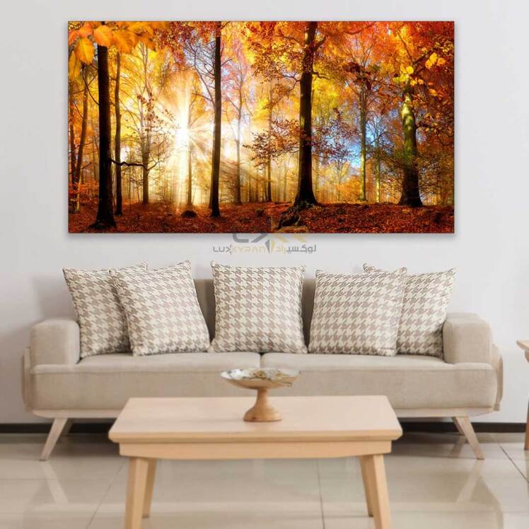 تابلو دکوراتیو مستطیلی طرح جنگل پاییزی