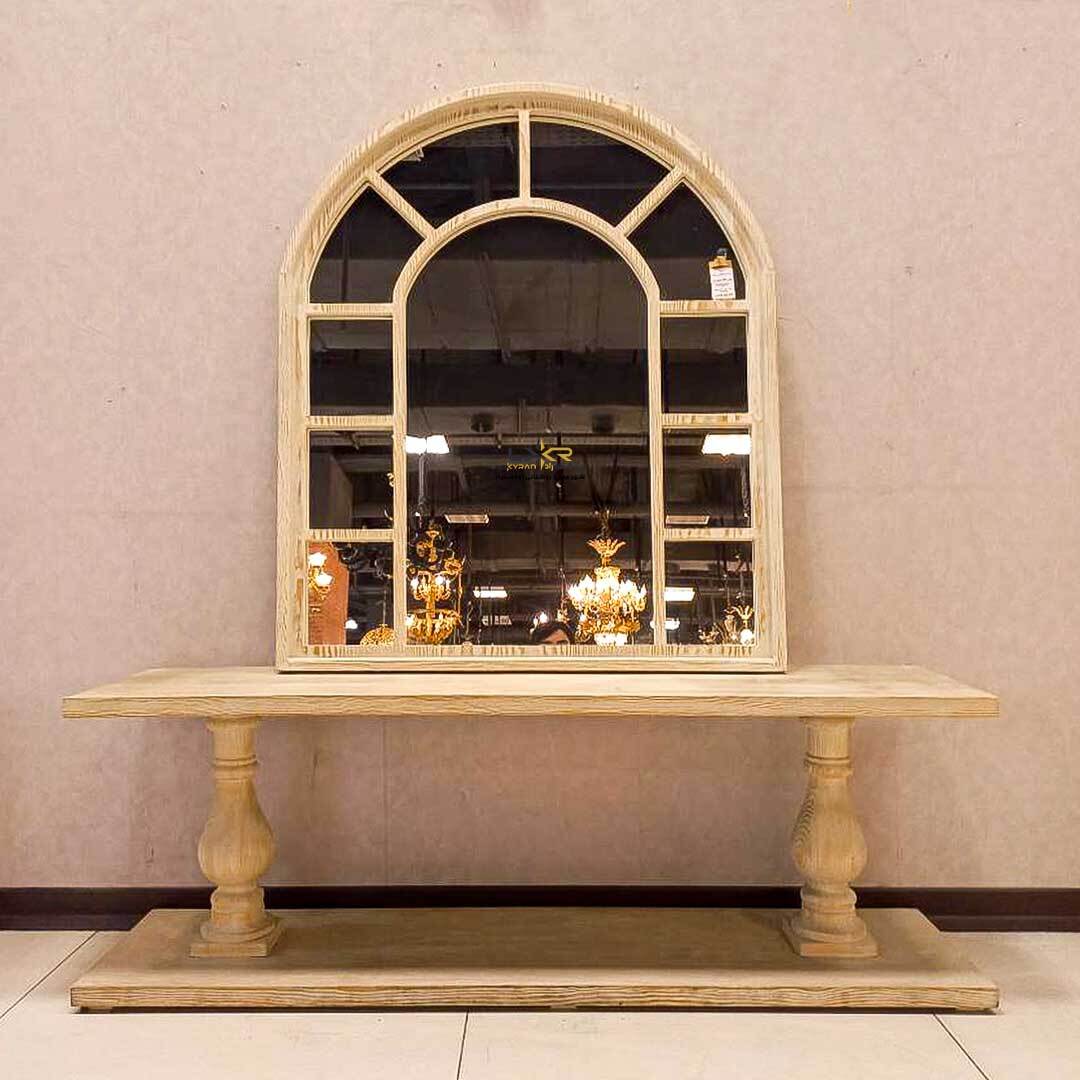  اینه و کنسول مینیمال ومدرن سبک بوهو رنگ کرم 