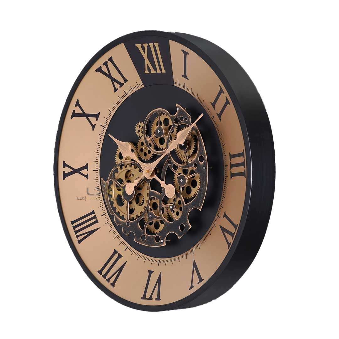 ساعت دیواری چرخدنده والتر سبک نئوکلاسیک رنگ طلایی مشکی 6118