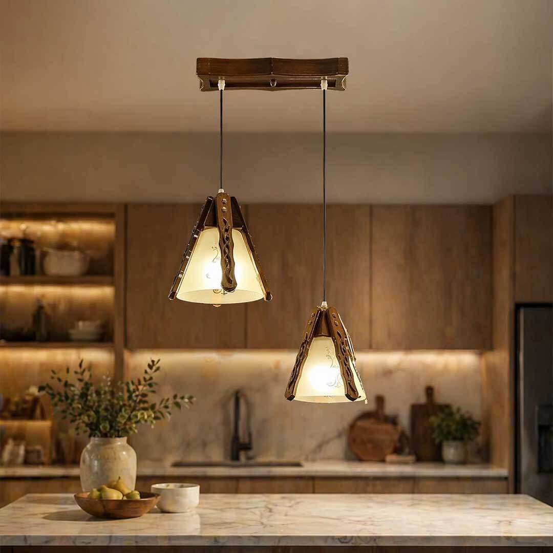  لوستر پینترستی چوبی و خاص برای اشپزخانه و اتاق خواب 