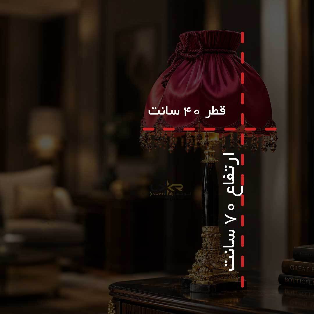  آباژور رومیزی نئوکلاسیک قرمز و مشکی طرح خاص 