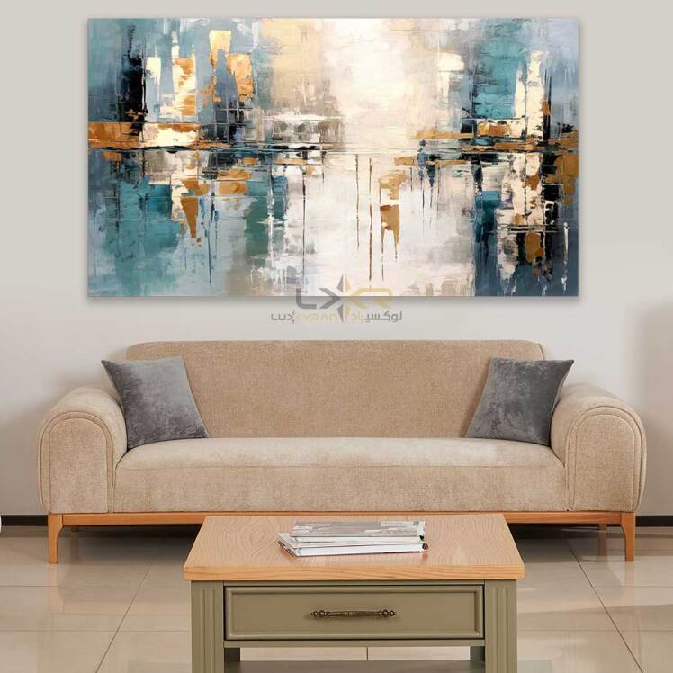 تابلو دکوراتیو مستطیلی طرح انعکاس سفیدآبی