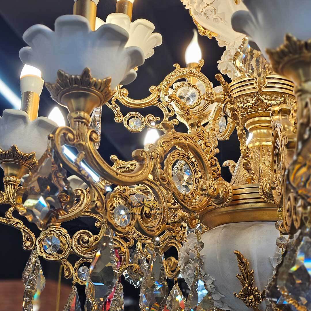  لوستر نئوکلاسیک برنزی ابکاری طلا 