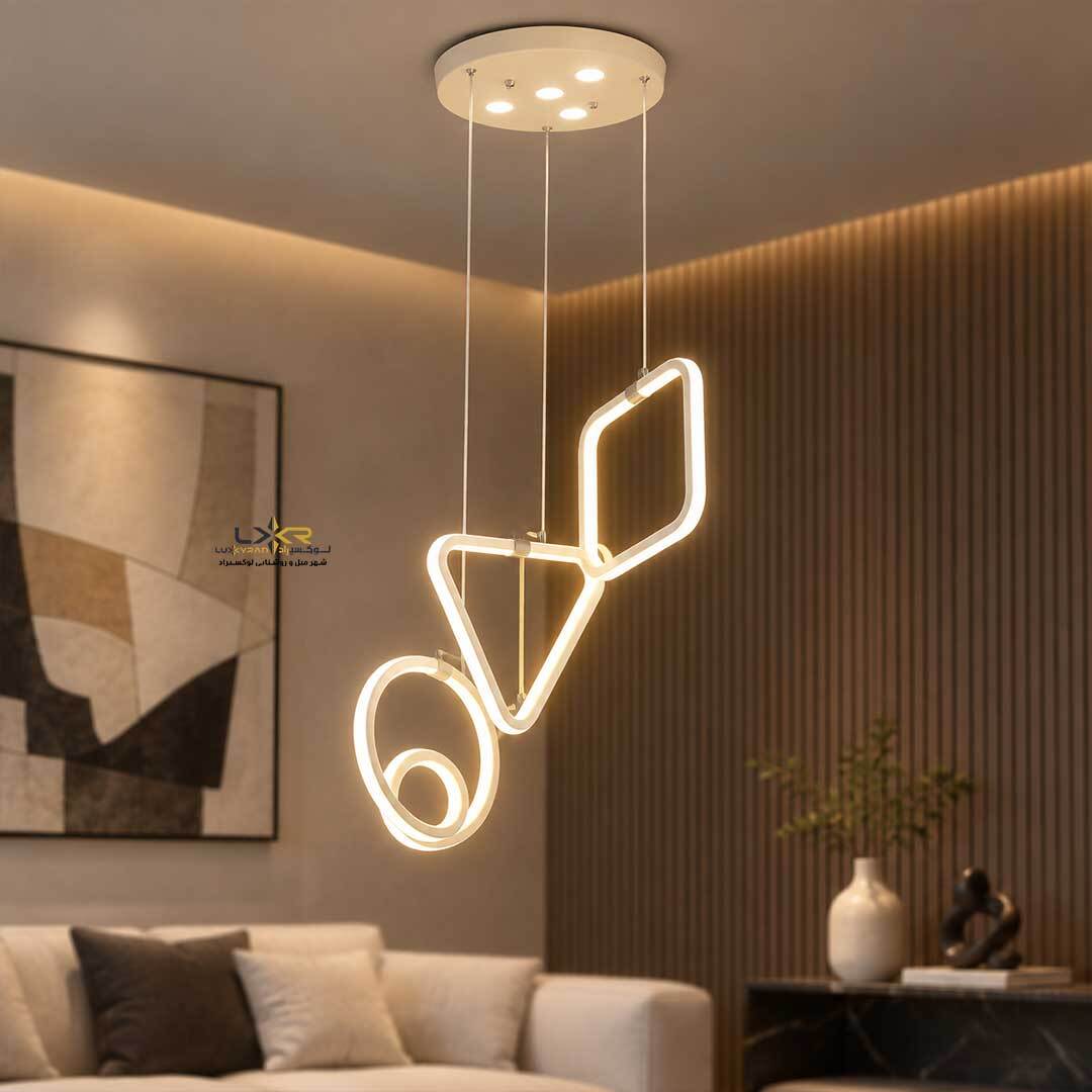 لوستر LED مدرن سه حلقه پرنور متناسب اتاق خواب و راه رو