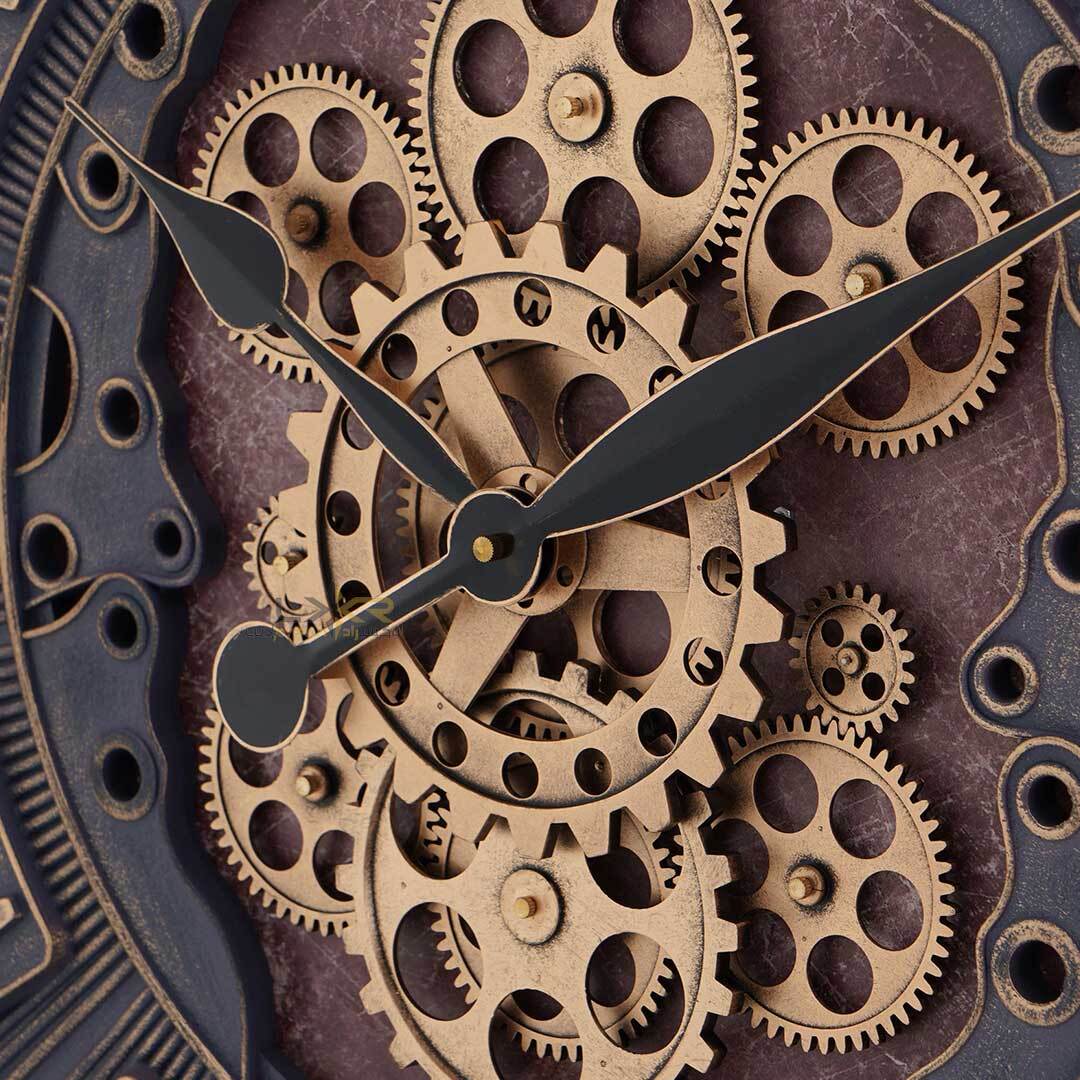 ساعت دیواری چرخدنده والتر سبک نئوکلاسیک رنگ سرمه ای زرشکی 7104