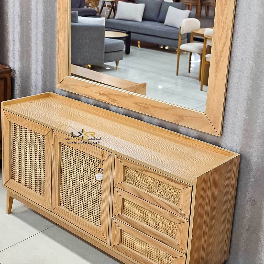 آینه کنسول و میز تی وی ست حصیری خودرنگ