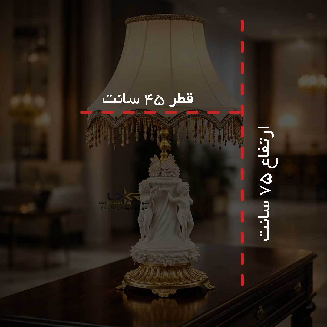 آباژور رومیزی نئوکلاسیک سفید طرح خاص