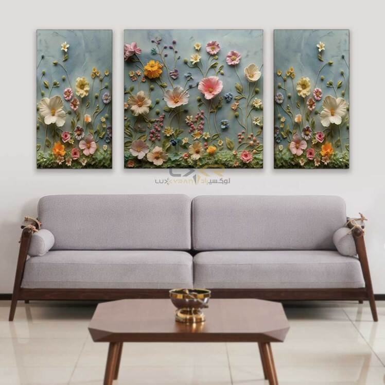 تابلو مدرن با طرح گل های ریز رنگی 