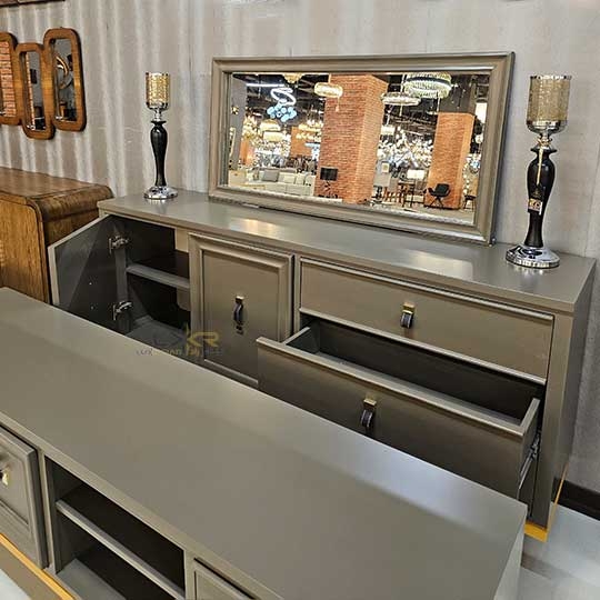  آینه و کنیول و میز تی وی مدرن 